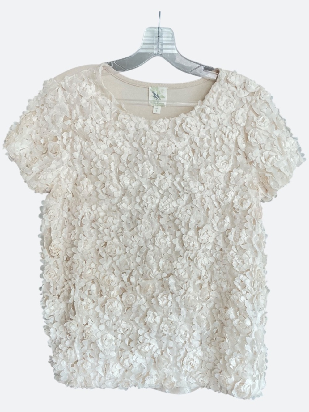 Anthropologie Weston Wear Ivory Raised Rosette Textured T Shirt Top NWOT SZ S